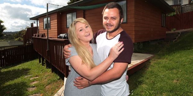 Jenna Close and Jamie Clark at the Glen Eden home their parents helped them buy. Photo / Doug Sherring