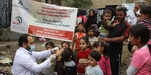 Polio has returned to Syria where about 500,000 children are not immunised because of the civil war. Photo / AP