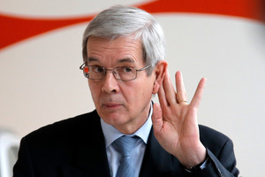 PSA Peugeot Citroen Chief Executive Philippe Varin gestures, during a news conference in Paris. Photo / AP