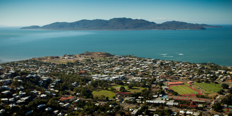 A view over Townsville looking towards Magnetic Island which is only a twenty minute ferry ride from the city. Photo / Greg Bowker
