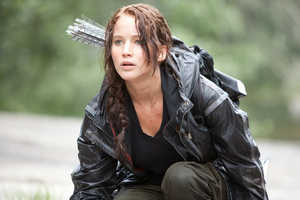 Jennifer Lawrence in The Hunger Games, which passes the Bechdel test.