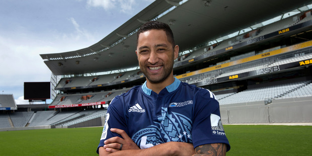 Rugby league convert Benji Marshall got his first taste of professional rugby today as he attended his first pre-season training with the Auckland Blues. Photo / Brett Phibbs.