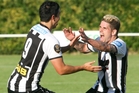 American midfielder Sean Morris (right) opened his account for Hawke's Bay United with a goal against WaiBOP in Cambridge on Saturday. Photo/Warren Buckland.
American midfielder Sean Morris (right) opened his account for Hawke's Bay United with a goal against WaiBOP in Cambridge on Saturday. Photo/Warren Buckland.