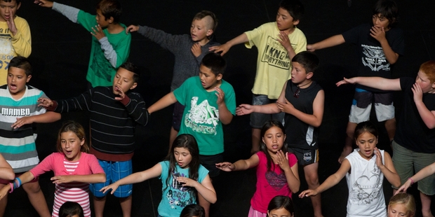 Selwyn Primary School (also on p1) get ready for their Te Ahurei - Rotorua Primary Schools Kapa Haka Festival performance at the Rotorua Convention Centre. Photo/Stephen Parker.