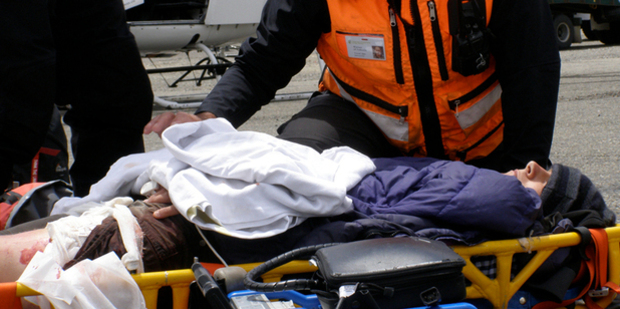 Blake McDavitt a RARO (Ruapehu alpine rescue) team member with the injured man.
