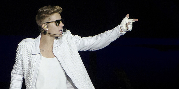 Justin Bieber performs at Vector Arena. Photo / Greg Bowker