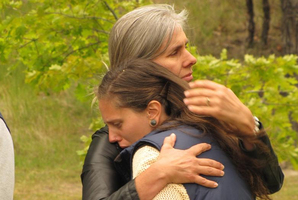 Rutger Hale's partner Danielle Oylear is comforted by Janine Phillips. Photo / Mark Price