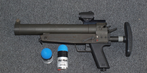 The sponge round is designed to be fired from a 40mm gas launcher. Photo / NZ Police