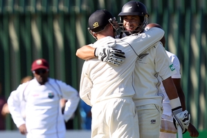 Century twins Ross Taylor and Brendon McCullum. Photo / Getty Images