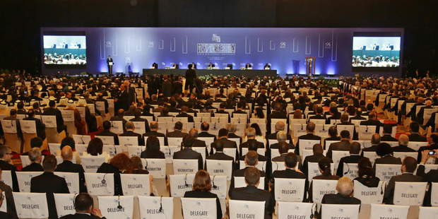 Delegates attend the opening day meeting of the 9th Ministerial Conference of the World Trade Organisation in Bali, Indonesia. Photo / AP
