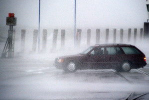 The ferry dock during a heavy storm at the North Sea coast in Dagebuell, northern Germany. Photo / AP