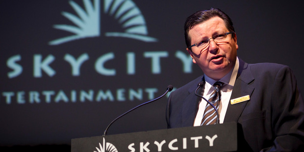 SkyCity chief executive Nigel Morrison speaks at the SkyCity Entertainment Group annual meeting in Auckland. Photo / Natalie Slade
