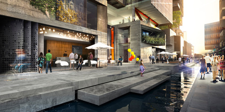 Architect impression of a canal to be cut through the Wynyard quarter.