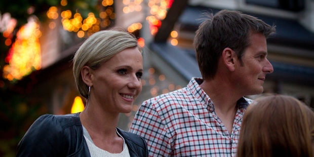 America's Cup skipper Dean Barker with wife Mandy turns on the lights. Photo / Sarah Ivey