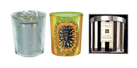 Cire Trudon Bethlehem; Diptyque Pine Wood Candle; Jo Malone Blue Spruce Deluxe. Photos / Supplied.