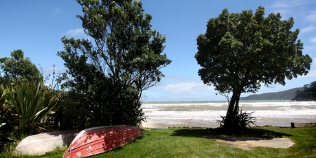 Boats at Tryphena make a still-life picture. Photo / Natalie Slade