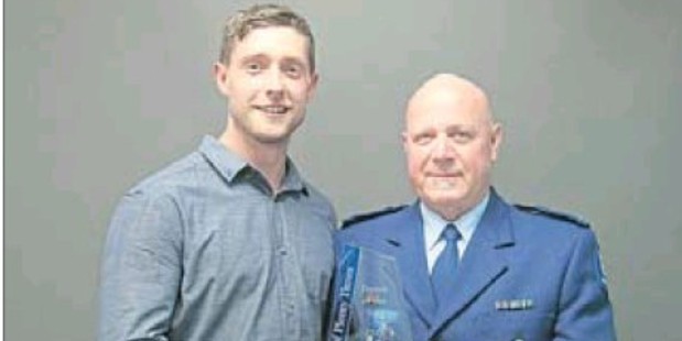 HERO: Constable Deane O'Connor (right) and the man he saved, Ashley Donkersley, at the Bay of Plenty Times Person of the Year ceremony.