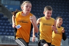 Libby Charlton, 10, Mitchell Snell, 11, Wesley Akeripa, 11, athletes from the Hastings Athletics Club. Photo / Duncan Brown Libby Charlton, 10, Mitchell Snell, 11, Wesley Akeripa, 11, athletes from the Hastings Athletics Club. Photo / Duncan Brown