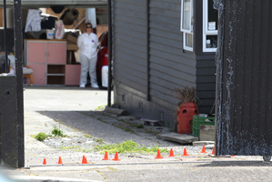 Orange cones mark the scene where a Merivale security guard was found dead.