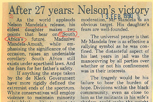 The Herald editorial on Nelson Mandela from February 13, 1990.