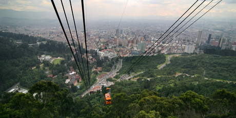 View of Bogota, as a cable car descends from Monserrate in Colombia. Photo / Supplied