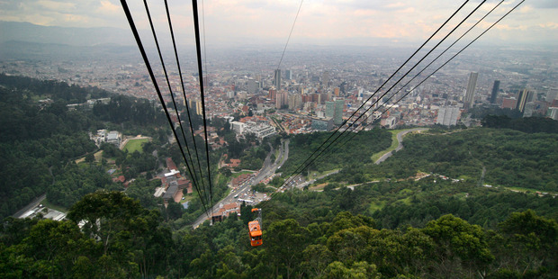 View of Bogota, as a cable car descends from Monserrate in Colombia. Photo / Supplied
