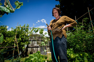 Helen Moore dislikes being charged a wastewater levy for water she sprays on her garden. Photo / Dean Purcell