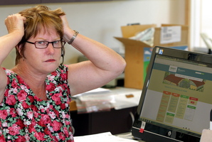 Tawhero School administrator Sandra Carrick is one of many school staff around NZ left frustrated by the Novopay system, which could be scrapped if it can't be fixed. Photo / Stuart Munro