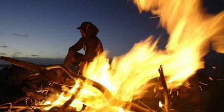 The Hokitika main beach lights up on the Eve of the Wildfoods Festival. Photo / Richard Robinson
