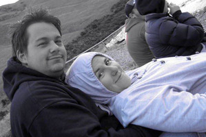 Cindy Gibb with Sam Gibb who died in the CTV building. Above, Cindy at work with Doctors Without Borders in Tajikistan. Photo / SUpplied