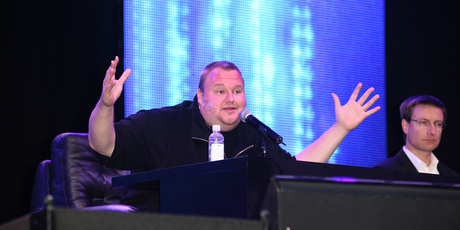 Kim Dotcom at the Mega Launch at Kim Dotcom Mansion on January 20. Photo / Norrie Montgomery