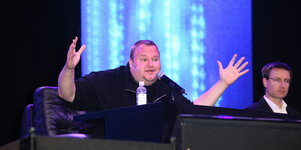 Kim Dotcom at the Mega Launch at Kim Dotcom Mansion on January 20. Photo / Norrie Montgomery
