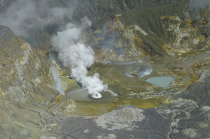 A plume of smoke emanating from a fissure. Photo / Supplied