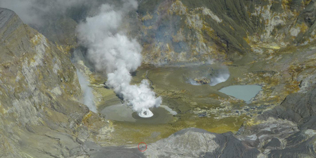 A plume of smoke emanating from a fissure. Photo / Supplied