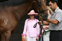 Leading Sydney trainer Gai Waterhouse inspects a yearling at Karaka last year. Photo / NZ Herald 