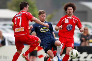 Auckland City (blue) playing Waitakere United. File photo / Natalie Slade