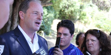Labour Party leader David Shearer addresses reporters during a stand-up after giving his 'State of the Nation' speech. Photo / APN