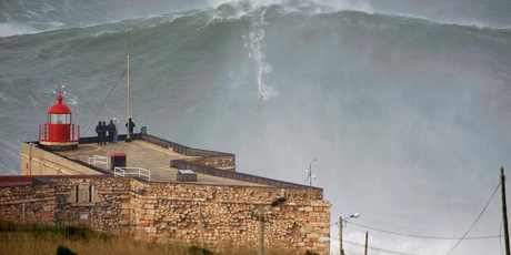 The image which emerged on the internet yesterday of Garrett McNamara allegedly riding a 100-foot wave. Photo - Twitter / ciscosalvado