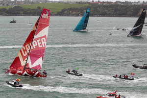 Teams leave Auckland at the start of the last year's Volvo Ocean Race. Photo / Steven McNicholl