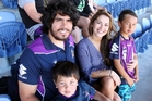Hawke's Bay's Melbourne Storm NRL rugby league player Tohu Harris with partner Natalie
Jones and relatives Arie Te Whiu, 5, and Luca Te Whiu, 6, and other family members during the weekend's coaching clinic at the Hawke's Bay Regional Sports Park in Hastings. Photo/Paul Taylor. Hawke's Bay's Melbourne Storm NRL rugby league player Tohu Harris with partner Natalie
Jones and relatives Arie Te Whiu, 5, and Luca Te Whiu, 6, and other family members during the weekend's coaching clinic at the Hawke's Bay Regional Sports Park in Hastings. Photo/Paul Taylor.