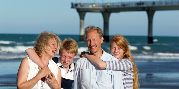 Bjorn Andersson and Tiina Lyttinen with their two children Dane, 13 and Linn, 11. Photo / Martin Hunter