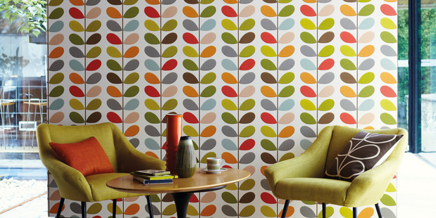 Orla Kiely wallpaper, available from Paper Room. Photo / Supplied.