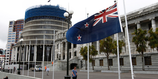 New Zealand flags flying at half-mast at Parliament, Wellington, after the death of Nelson Mandela. Photo / Mark Mitchell NZ Herald