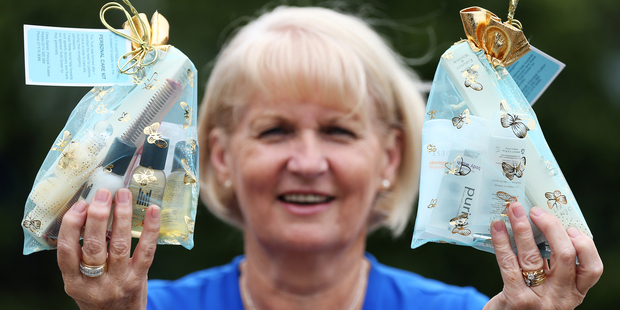 Chris Bishell gives up her own time to put together toiletry kits for the hospital to hand out. Photo/Joel Ford.
