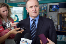 Prime Minister John Key speaks to media outside Rototuna Primary School in Hamilton about the death of Nelson Mandela. Photo / Natalie Slade NZ Herald