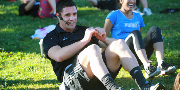 Jockey Ambassador and All Blacks heart throb, Dan Carter, hosted a group work out at Victoria Park.
Photo / Norrie Montgomery