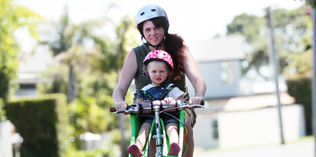 Jena Western likes to ride locally with daughter Elliot-Rose. Photo / Doug Sherring