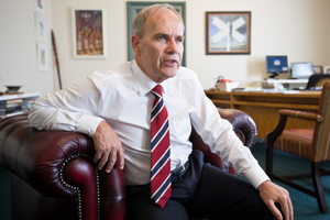 Mayor Len Brown spent yesterday afternoon fronting media interviews. Photo / Greg Bowker