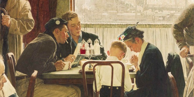 Norman Rockwell masterpiece 'Saying Grace'.