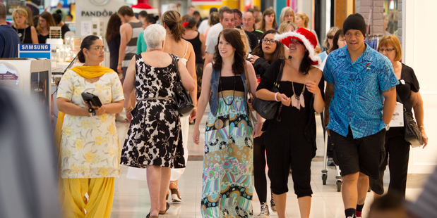 Christmas shoppers at Westfield Albany in Auckland. Photograph / Richard Robinson